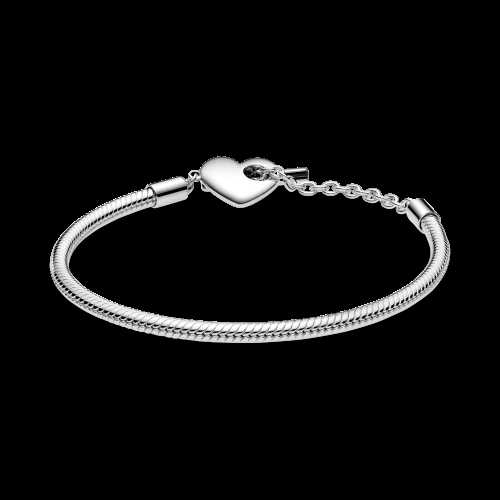 Pulsera Cadena de Serpiente con cierre en T y corazón grabable - 599285C00-17