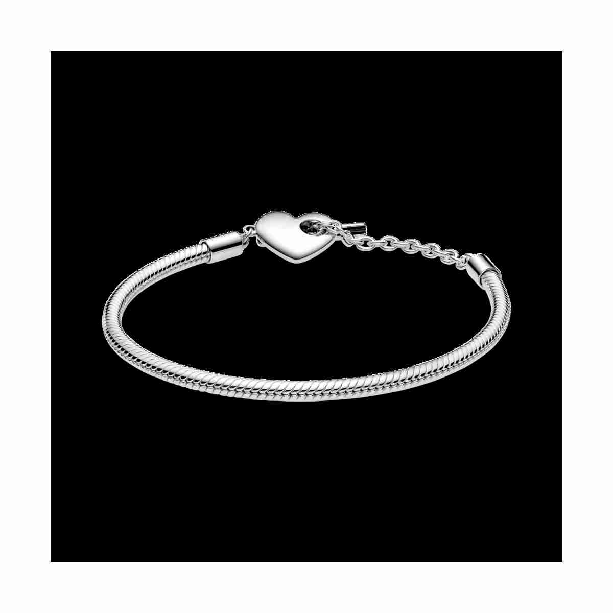 Pulsera Cadena de Serpiente con cierre en T y corazón grabable - 599285C00-17