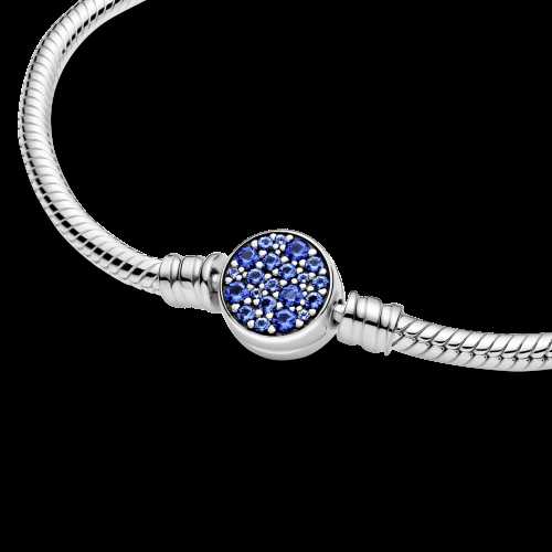 Pulsera Cadena de Serpiente Cierre Disco Azul Brillante - 599288C01-18 Pulsera Cadena de Serpiente Cierre Disco Azul Brillante - 599288C01-18
