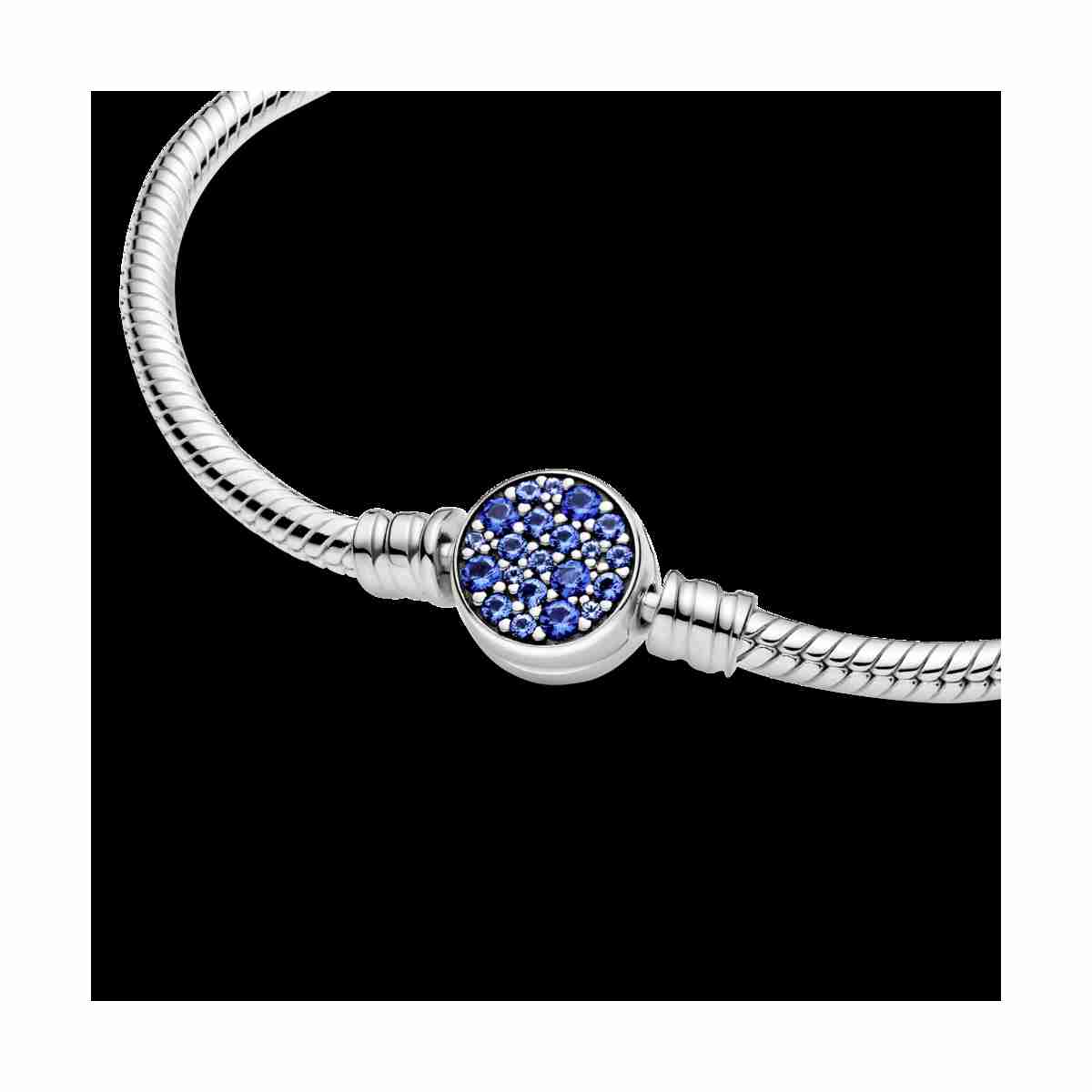 Pulsera Cadena de Serpiente Cierre Disco Azul Brillante - 599288C01-18