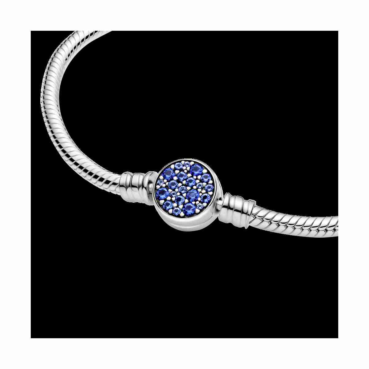 Pulsera Cadena de Serpiente Cierre Disco Azul Brillante - 599288C01-18 Pulsera Cadena de Serpiente Cierre Disco Azul Brillante - 599288C01-18