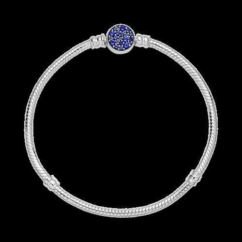 Pulsera Cadena de Serpiente Cierre Disco Azul Brillante - 599288C01-18 Pulsera Cadena de Serpiente Cierre Disco Azul Brillante - 599288C01-18