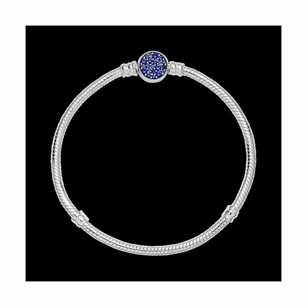 Pulsera Cadena de Serpiente Cierre Disco Azul Brillante - 599288C01-18
