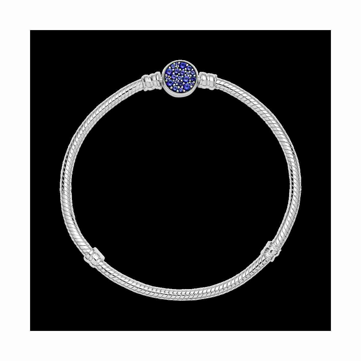 Pulsera Cadena de Serpiente Cierre Disco Azul Brillante - 599288C01-18 Pulsera Cadena de Serpiente Cierre Disco Azul Brillante - 599288C01-18