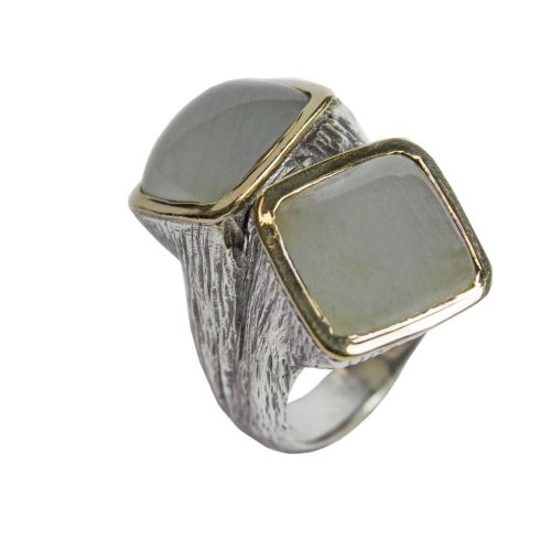 Anillo STYLIANO Oro, Plata y Aguamarina - ASP 1289