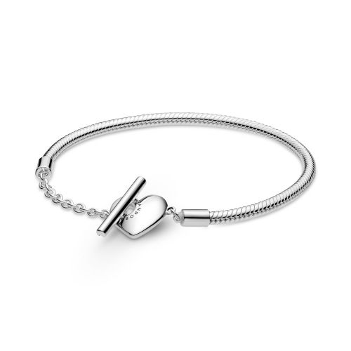 Pulsera Cadena de Serpiente con cierre en T y corazón grabable - 599285C00-17