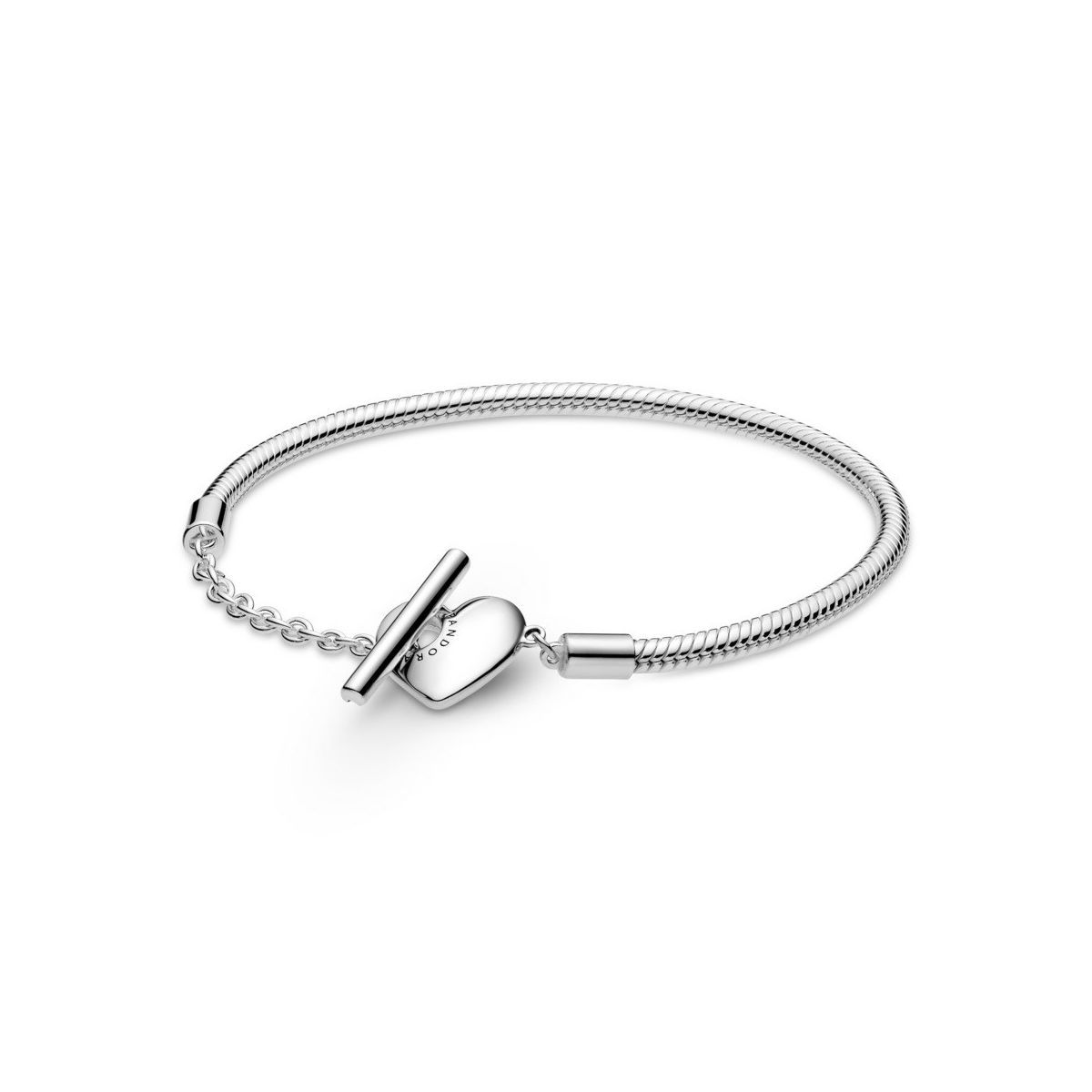 Pulsera Cadena de Serpiente con cierre en T y corazón grabable - 599285C00-17