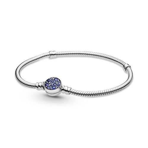 Pulsera Cadena de Serpiente Cierre Disco Azul Brillante - 599288C01-18 Pulsera Cadena de Serpiente Cierre Disco Azul Brillante - 599288C01-18