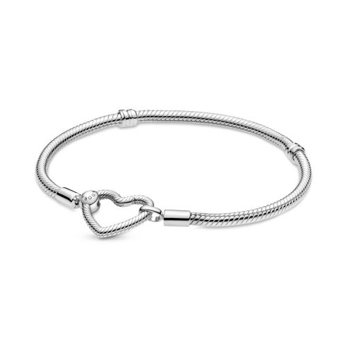 Pulsera Pandora Moments en plata de ley Cadena de Serpiente Cierre Corazón  - 599539C00-19