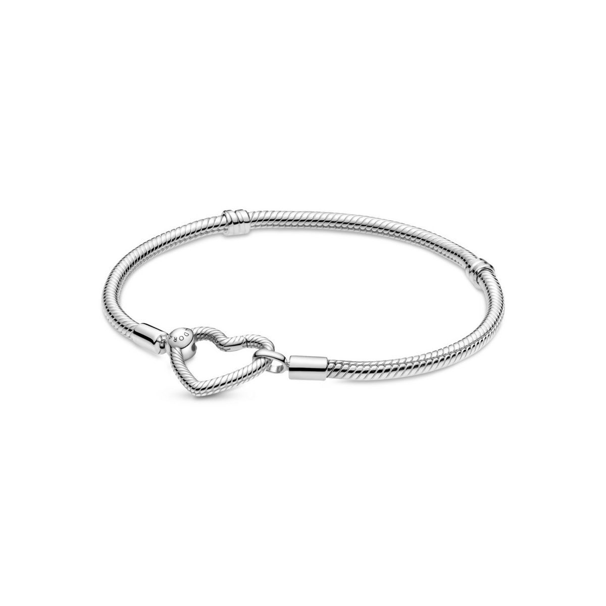 Pulsera Pandora Moments en plata de ley Cadena de Serpiente Cierre Corazón  - 599539C00-19