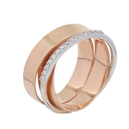 Anillo en oro rosa, oro blanco y diamantes 0,14 cts - AN2642BR