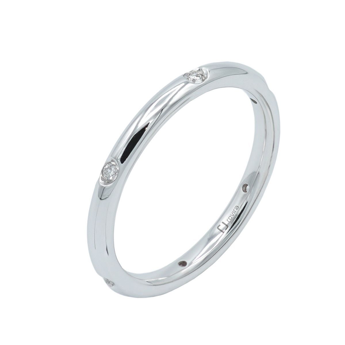 Anillo en oro blanco de 18 kts y diamantes 0,08 cts - V-3142/S/B