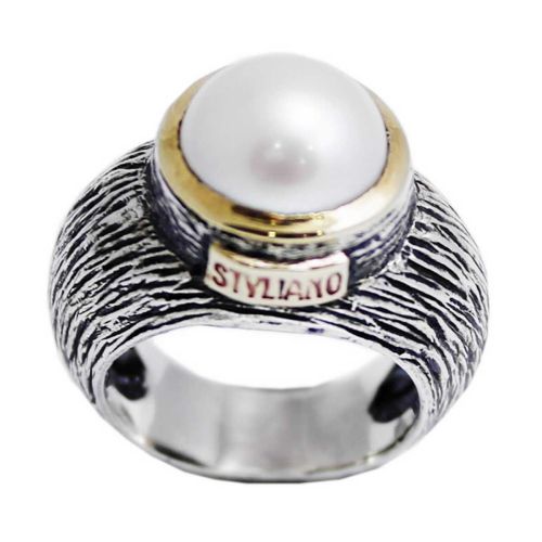 Anillo STYLIANO de Plata, Oro y Perla - ASP 164P