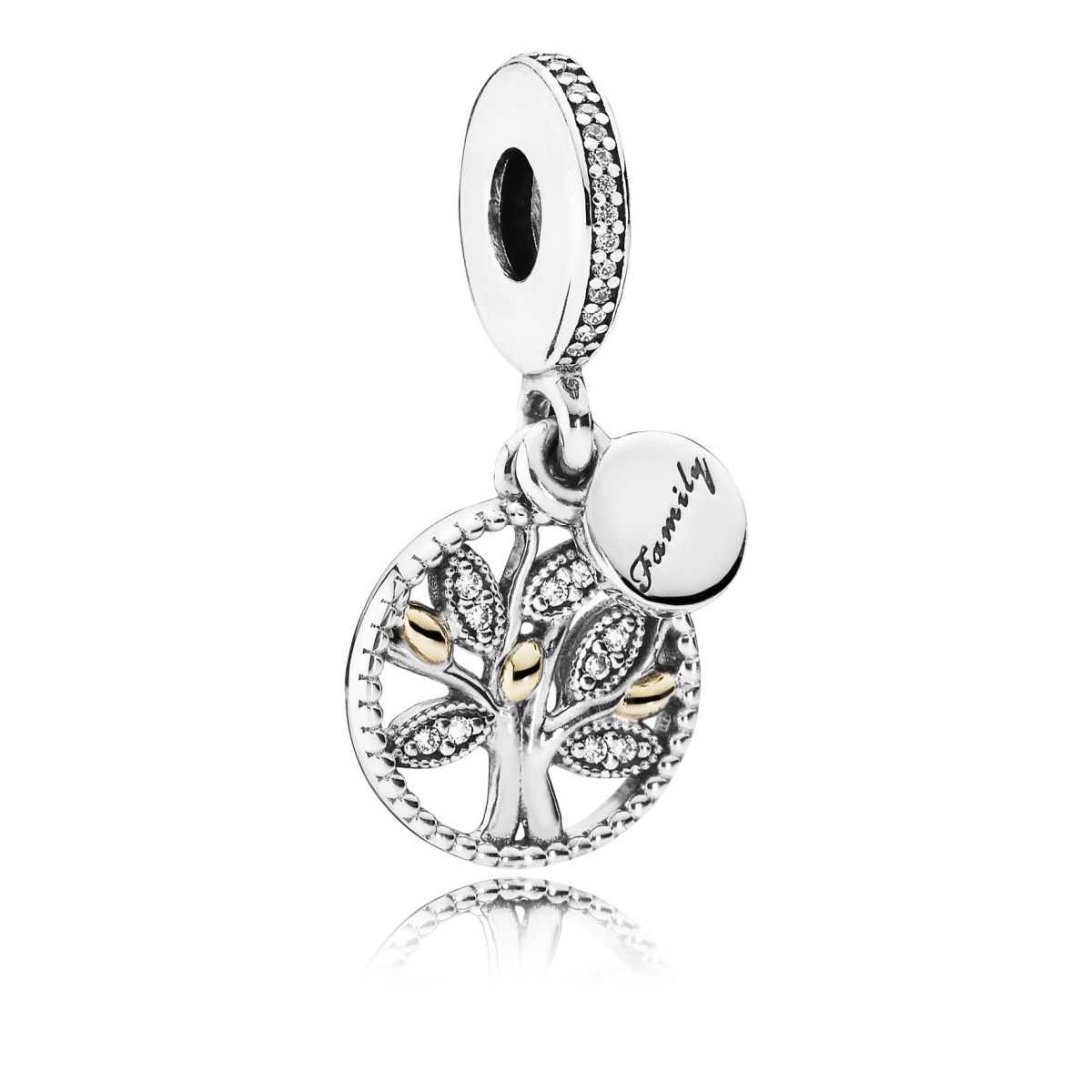 Charm penjant en plata de llei i or de 14k Arbre de la Vida - 791728CZ Charm penjant en plata de llei i or de 14k Arbre de la Vida - 791728CZ