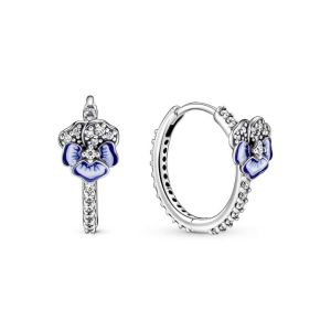 Pendientes de aro Flor Pensamiento Azul - 290775C01