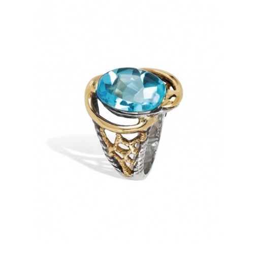 Anillo STYLIANO Oro, Plata y Topacio azul - ASP 1229