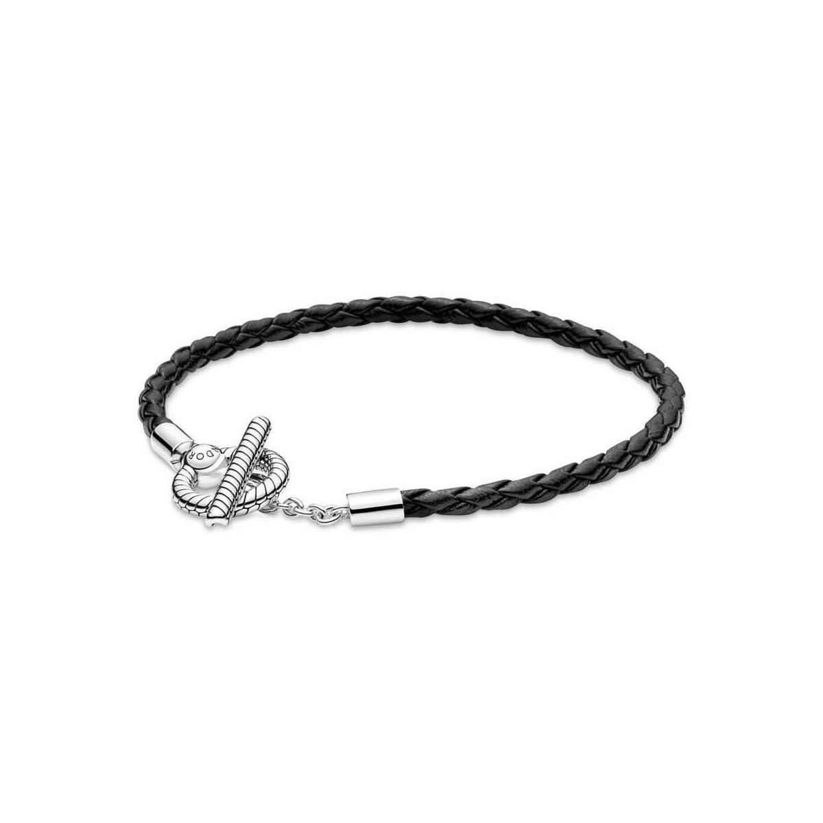 Pulsera Moments Cuero Trenzado con Cierre en Forma de T - 591675C01-S1