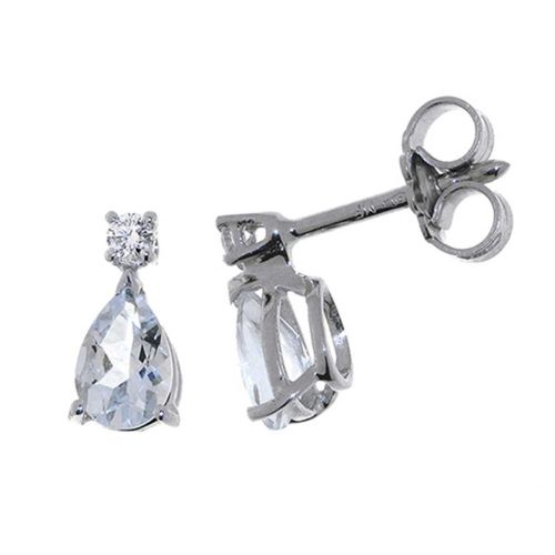 Pendientes oro blanco con aguamarina y diamantes VS 0,04 cts - BB 009058