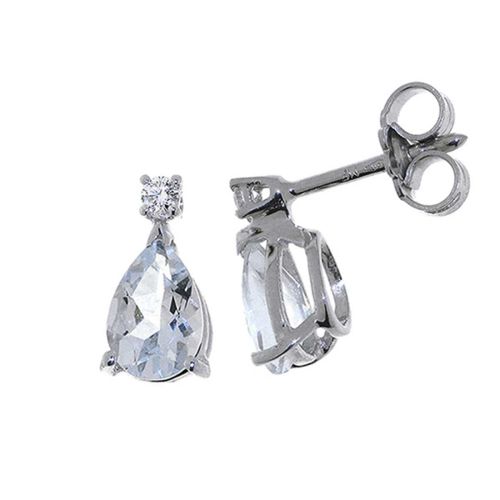 Pendientes oro blanco con aguamarina y diamantes VS 0,06 cts - BB 009059