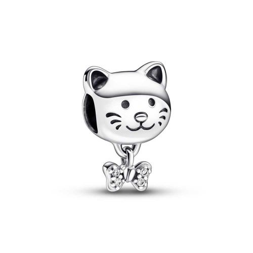 Charm plata Mascota Gato & Lazo - 792255C01