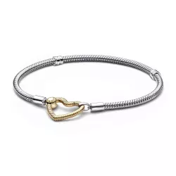 Pulsera Moments plata/oro Cadena de Serpiente Cierre Corazón - 569539C00-17