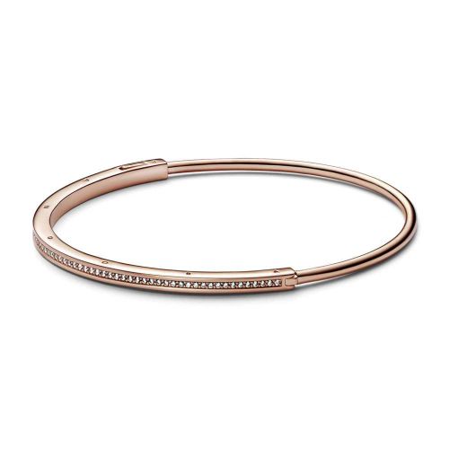 Polsera rígida Pandora Signature amb un recobriment en or rosa de 14k I-D Pavé - 582313C01-1