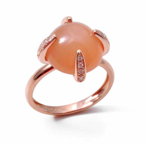 Anell en oro rosa, diamants i calzedonia - FA1085R06001
