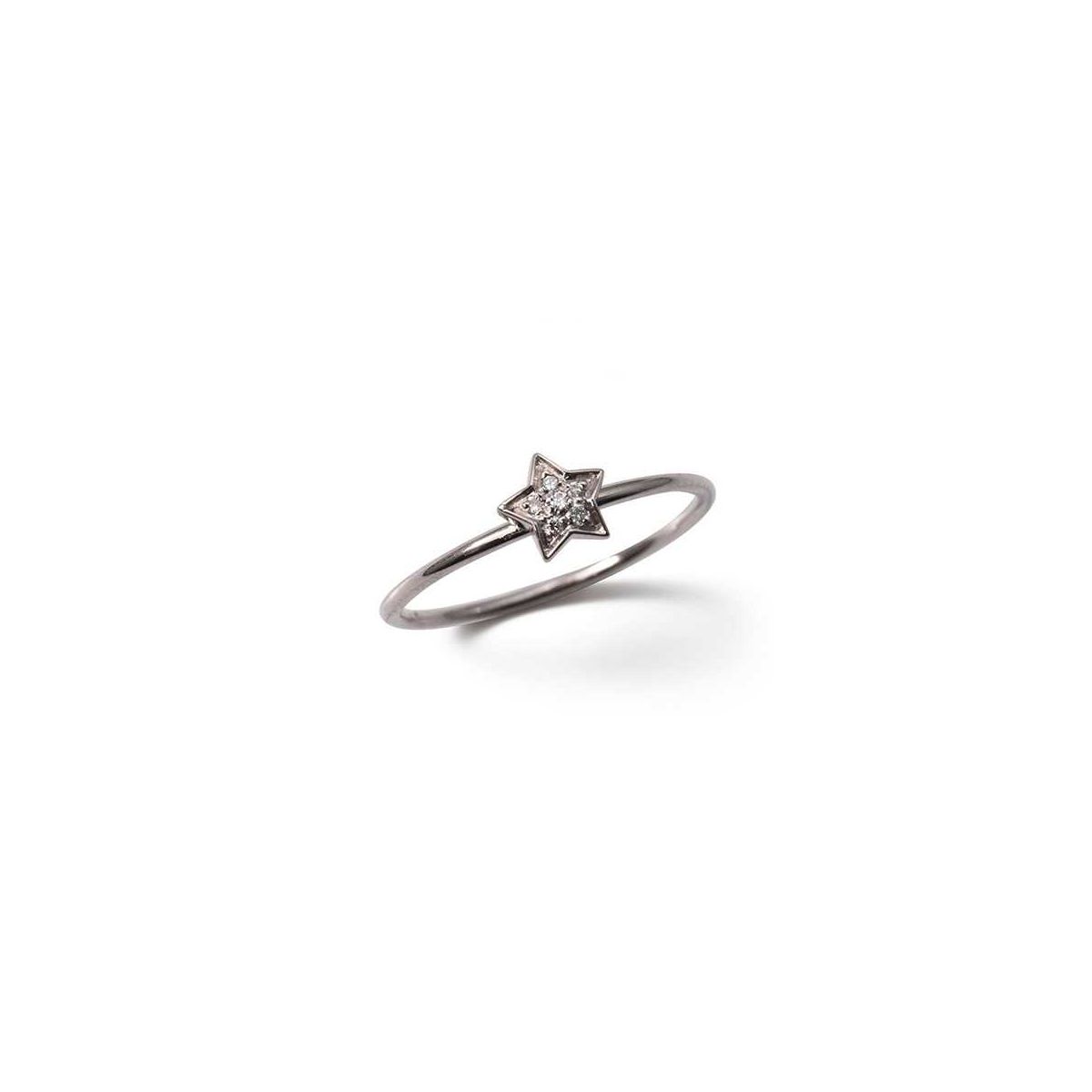 Anell en or blanc i estrella amb diamants blancs Anell en or blanc i estrella amb diamants blancs