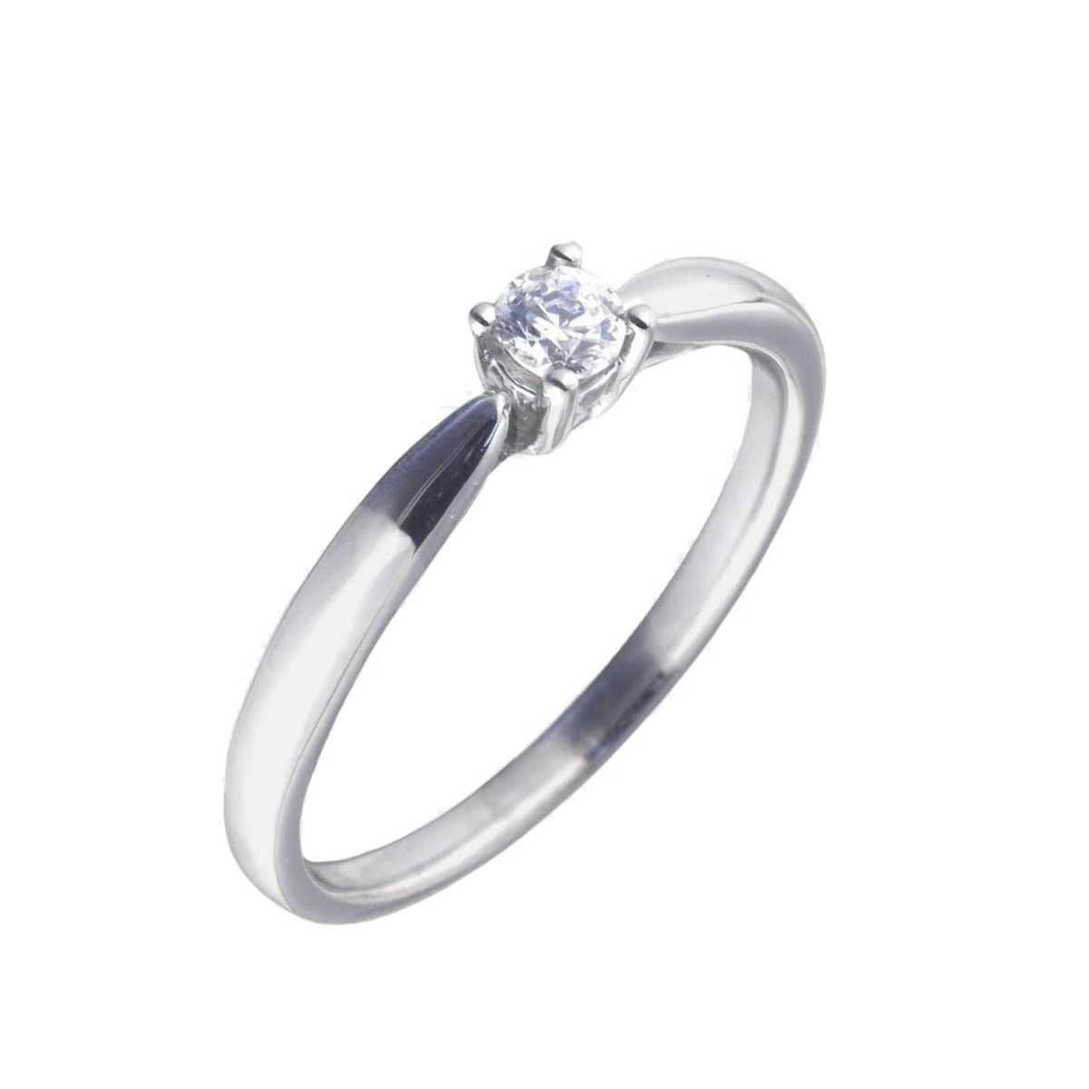 Solitario oro blanco y diamante 0,15 cts
