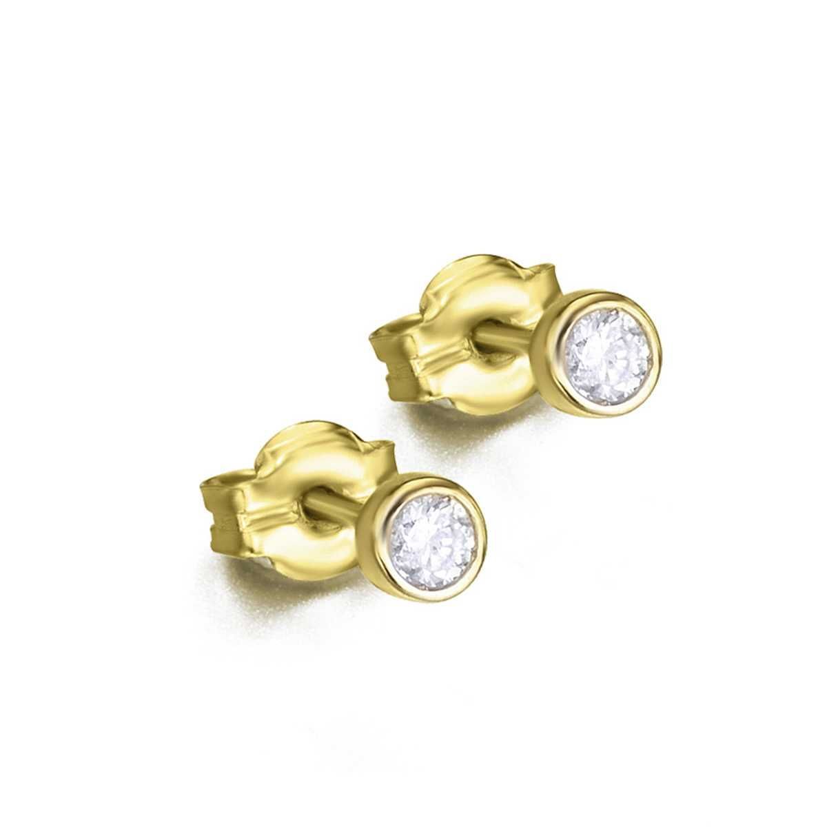 Pendientes de botón oro amarillo y diamante 0.10 cts - GB020OA.00