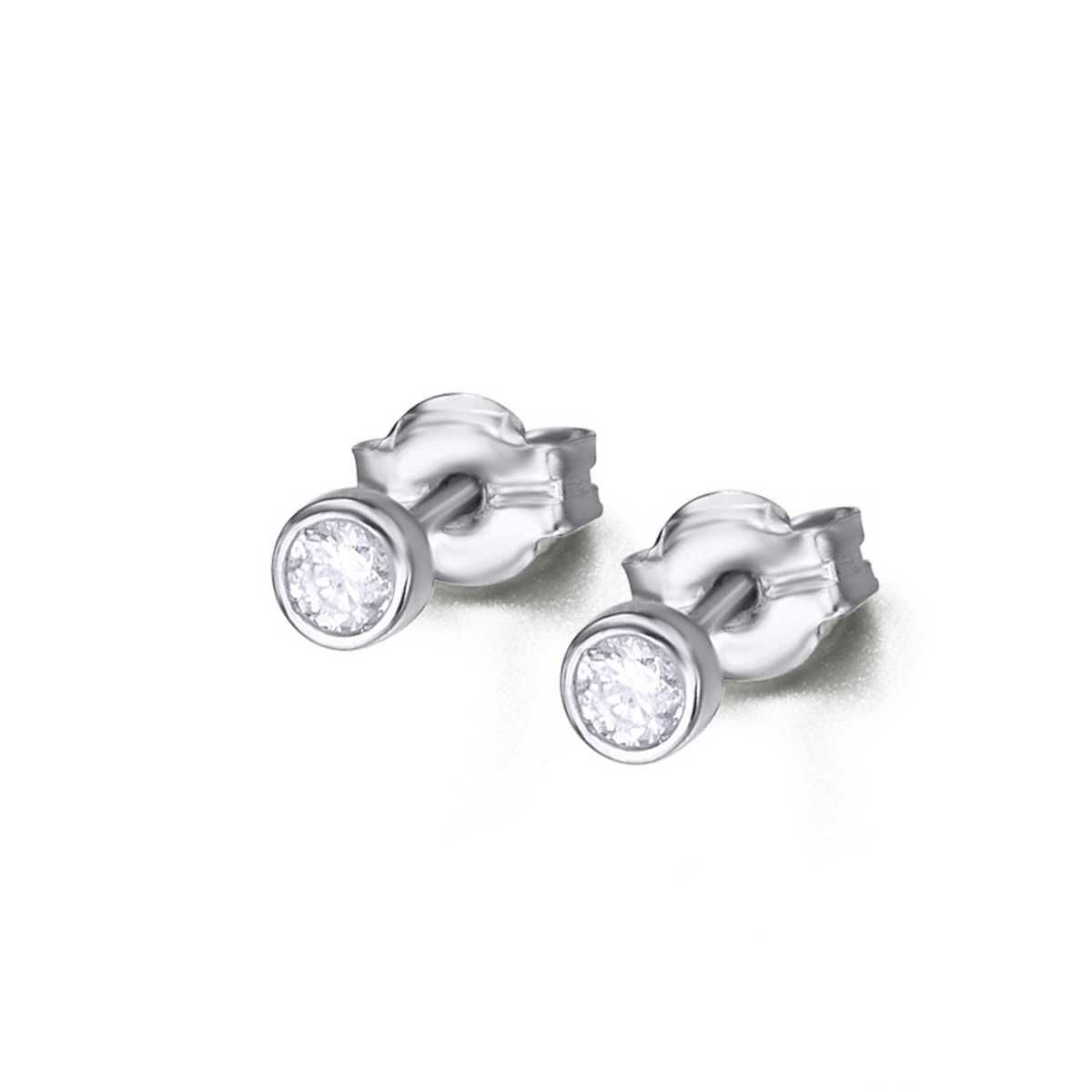 Pendientes de botón oro blanco y diamante 0.10 cts - GB020OB.00