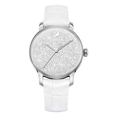 Rellotge Crystalline Hours, Corretja de pell, blanc, acer inoxidable - 5295383