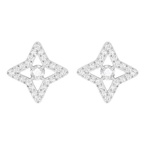 Arracades de botó Sparkling Dance Star, blanc, Bany de Rodio - 5364218