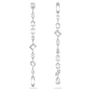 Pendientes Gema, Diseño asimétrico, Tallas mixtas, Blancos, Baño de rodio - 5639328