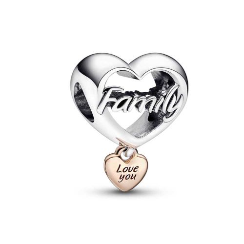 Charm plata y oro rosa Corazón Te Quiero Familia   - 782326C00