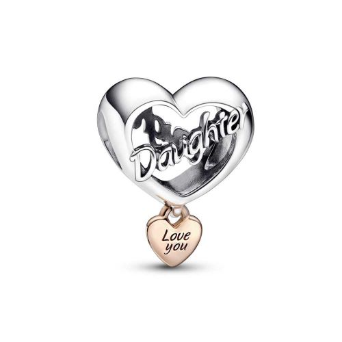 Charm plata y oro rosa Corazón Te Quiero Hija  - 782327C00