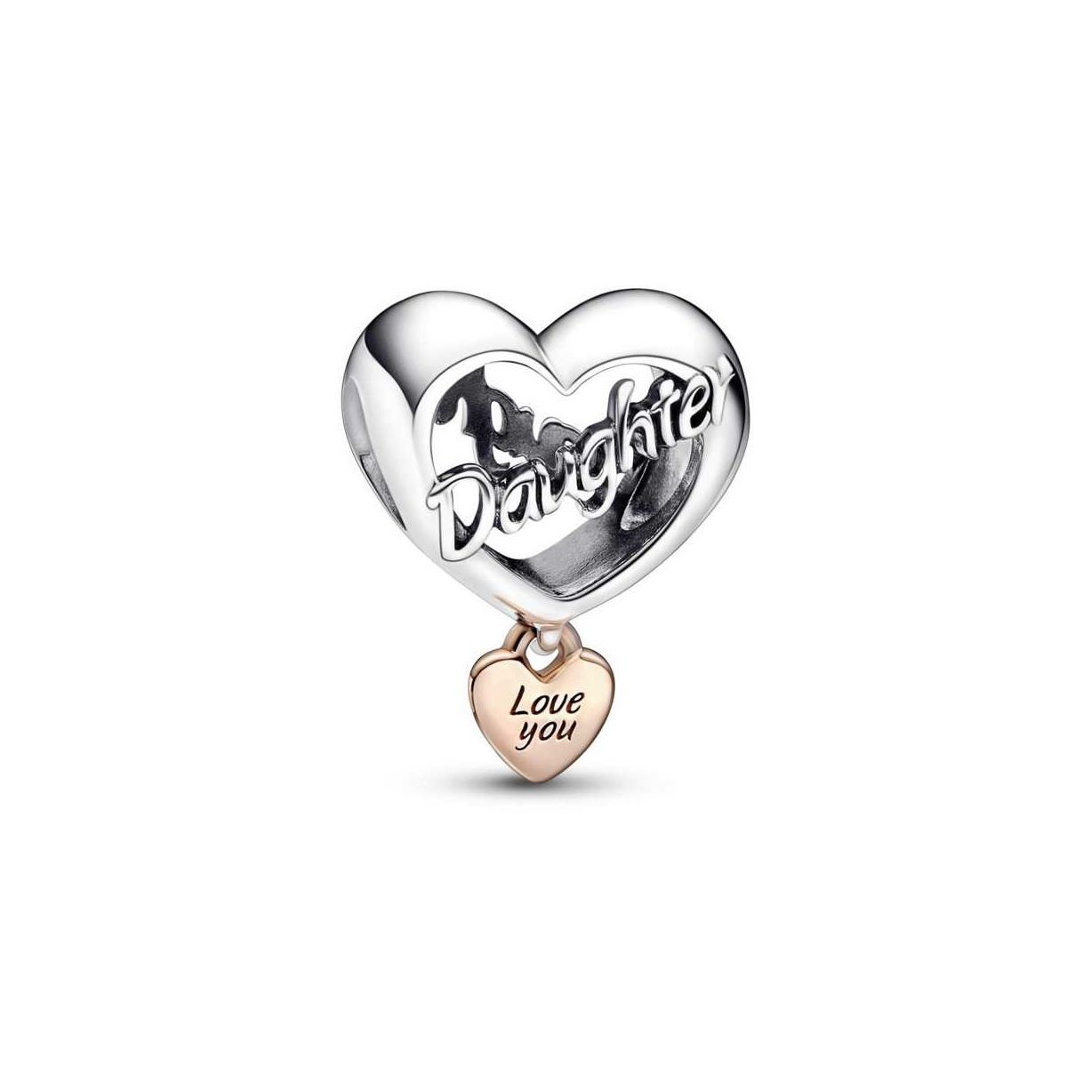 Charm plata y oro rosa Corazón Te Quiero Hija  - 782327C00