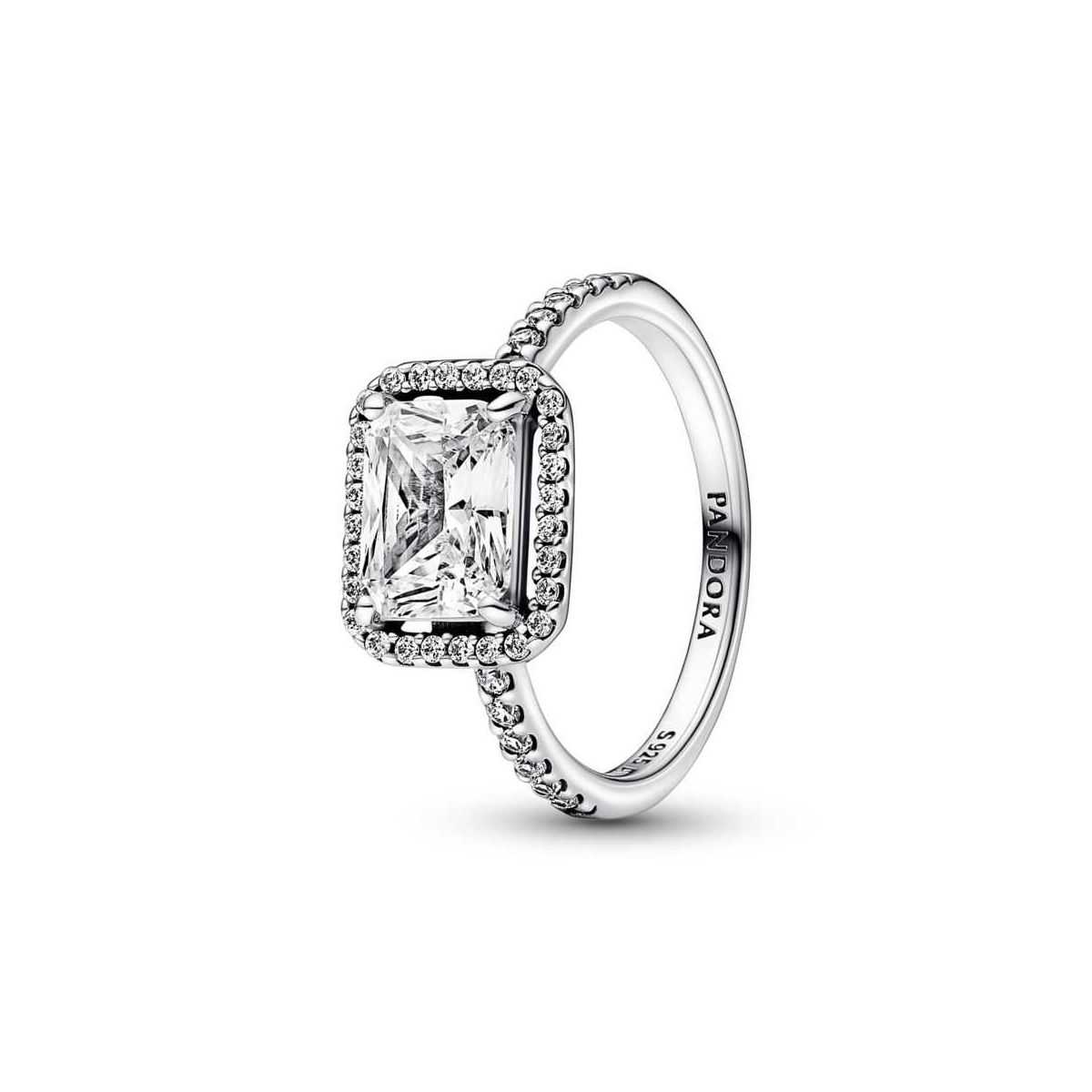 Anell plata Halo Rectangular Brillant - 192391C01-54