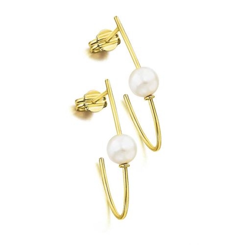 Arracades arets allargat i perles - GB099OA.00