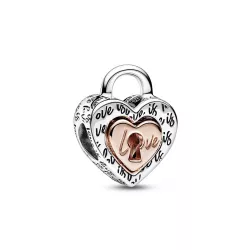 Charm oro rosa Candado Corazón Divisible en Dos Tonos - 782505C00