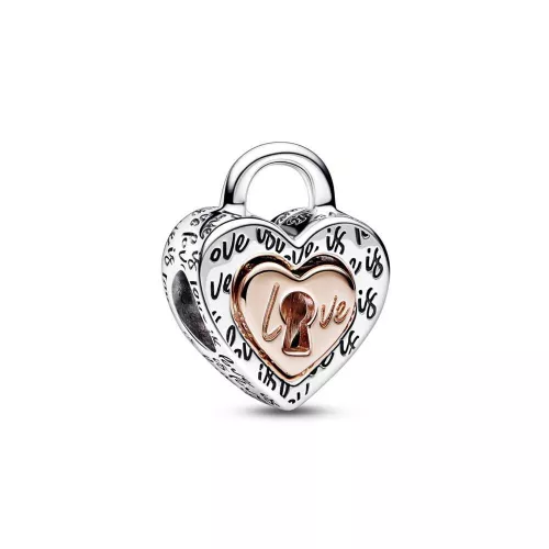 Charm oro rosa Candado Corazón Divisible en Dos Tonos - 782505C00