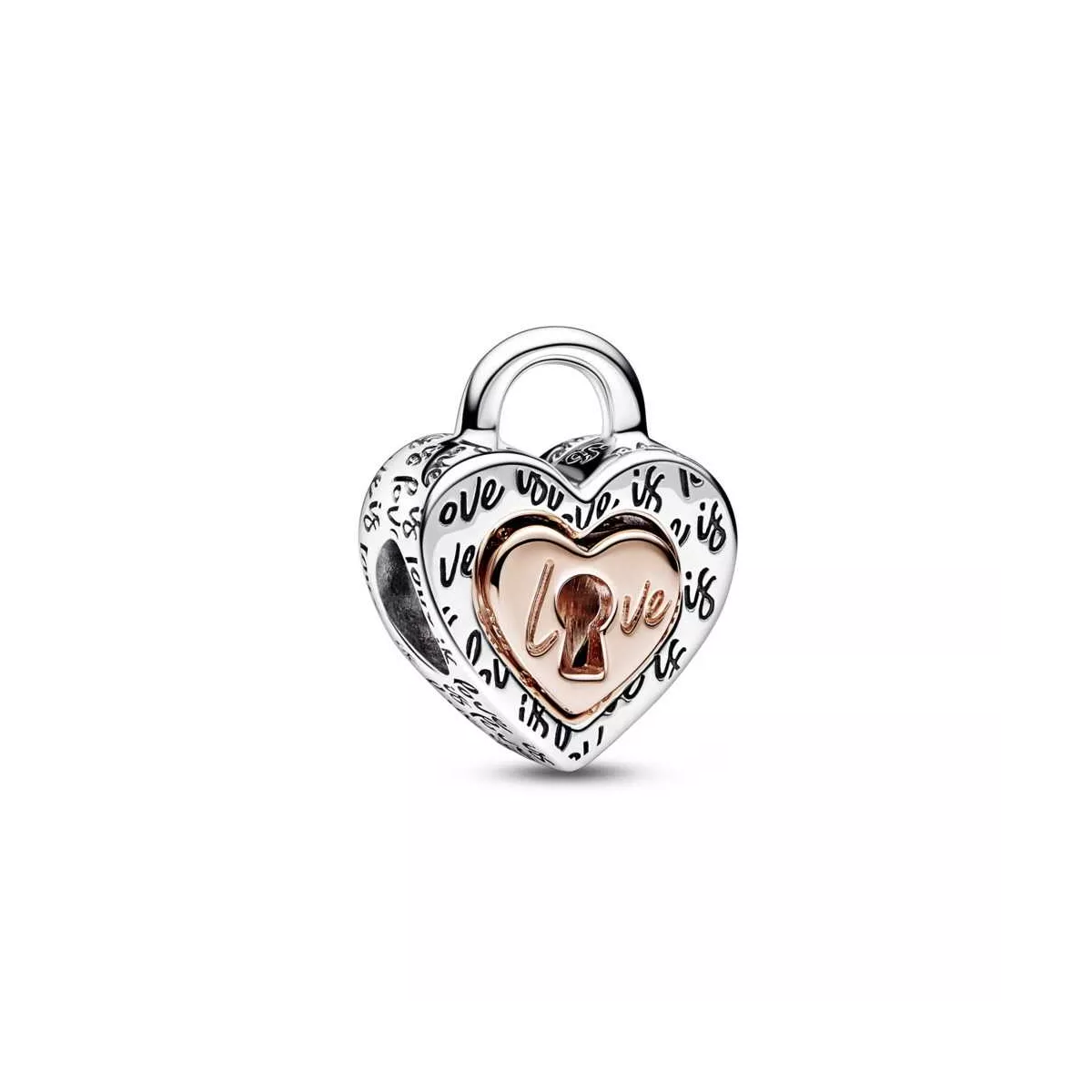 Charm oro rosa Candado Corazón Divisible en Dos Tonos - 782505C00