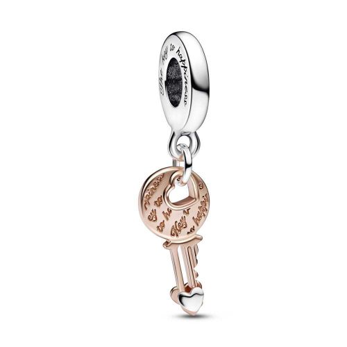 Charm Penjoll or rosa Clau i Cor Lliscant en Dos Tons  - 782510C00