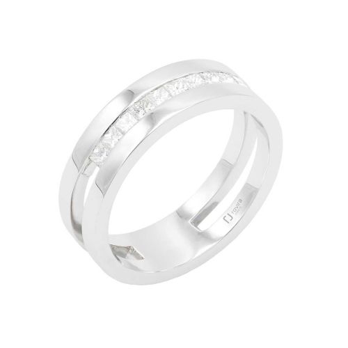 Mitja aliança oro blanc i diamants 0,33 cts - AN0116