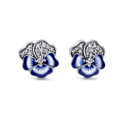 Pendientes plata Flor Pensamiento Azul  - 290781C01