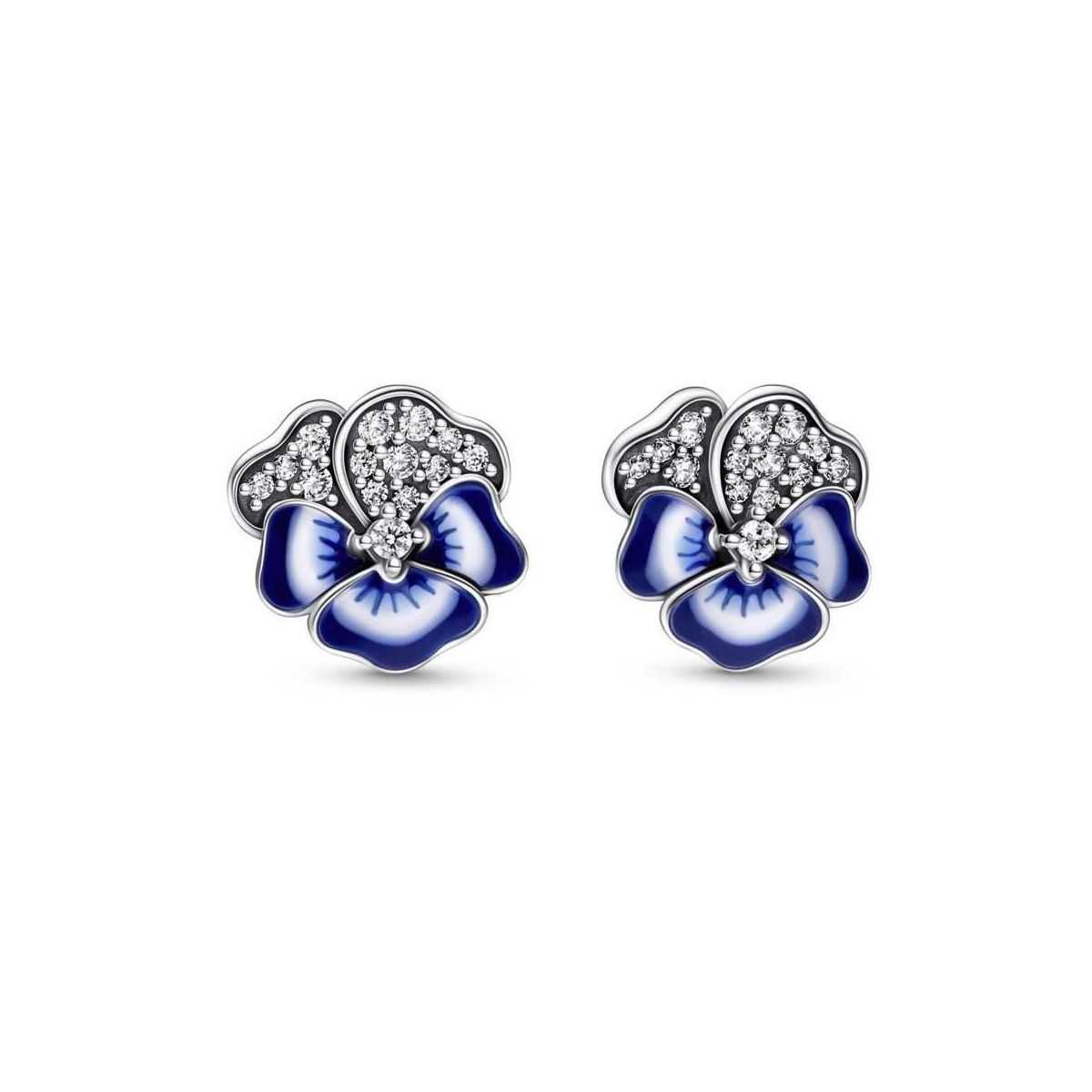 Pendientes plata Flor Pensamiento Azul  - 290781C01