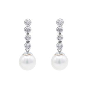Pendientes Oro Blanco Perlas y Diamantes 0.10 cts - 1812C93400