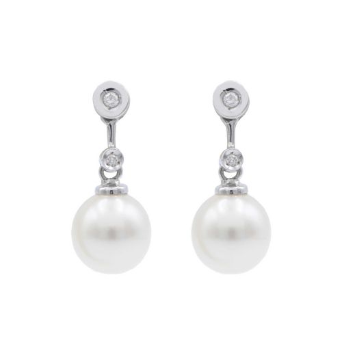 Arracades Or Blanc Perles i Diamants 0.08 cts - TRO6662H4 1090LC