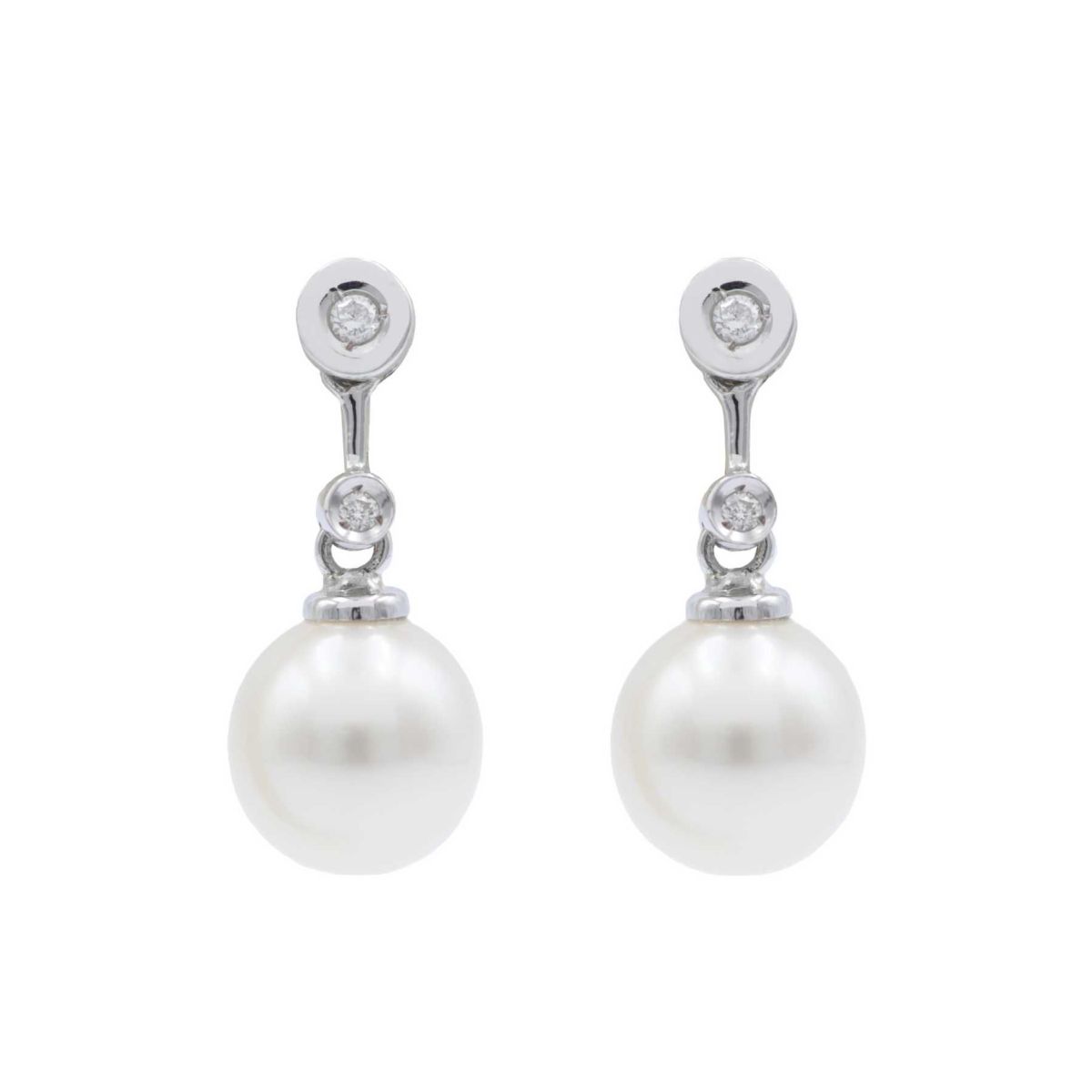 Arracades Or Blanc Perles i Diamants 0.08 cts - TRO6662H4 1090LC