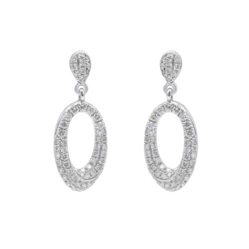 Pendientes Colgantes Oro Blanco y Diamantes 0,42 cts - 40936E006